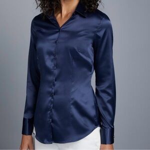 Elegant Navy Women's Button Down Shirt